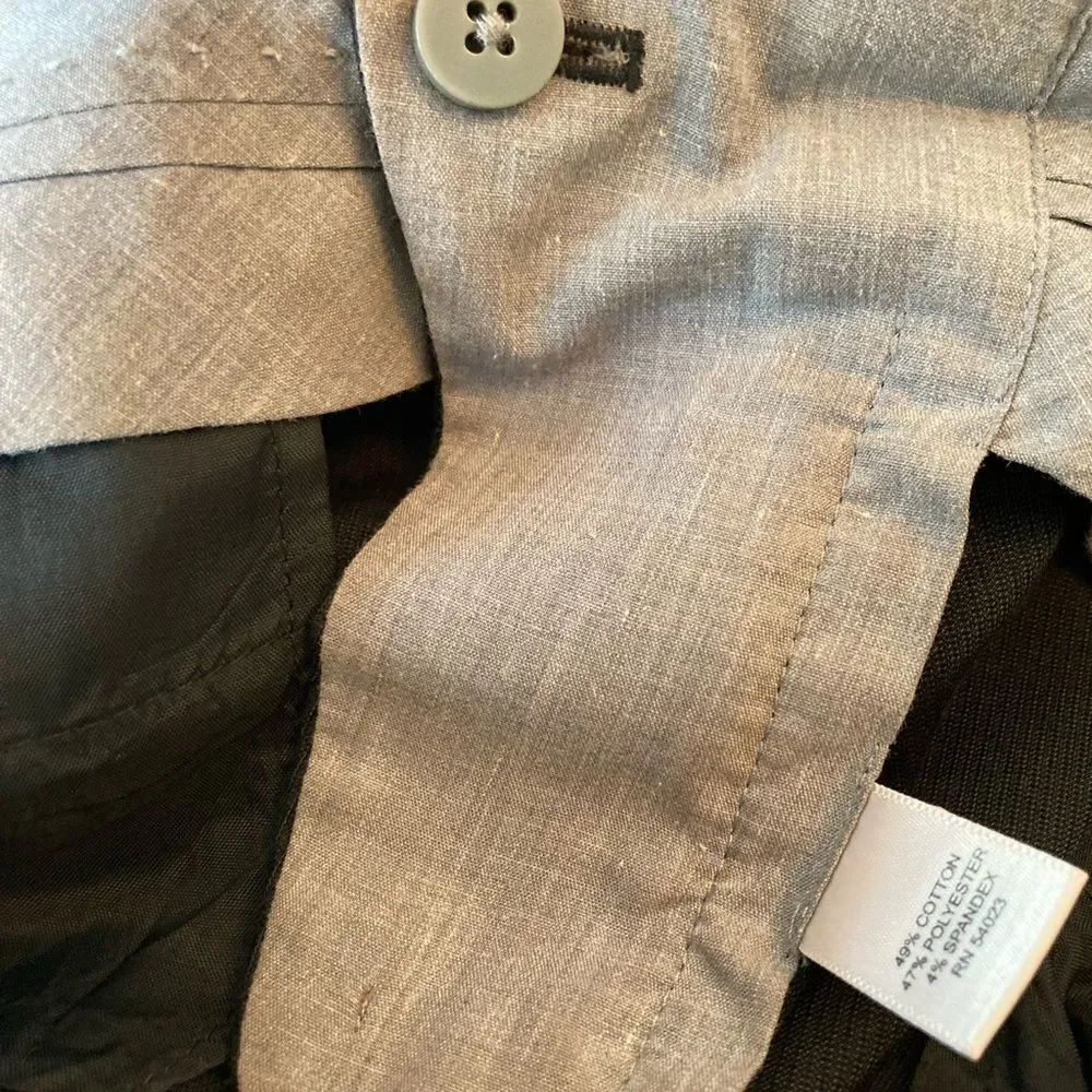 Banana Republic Stretch cotton black textured cropped trousers w/side zippers